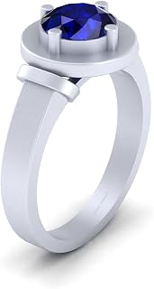 September Birthstone Blue Synthetic Sapphire R2D2 Inspired Wedding Ring Solid 925 Sterling Silver