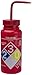 SP Bel-Art GHS Labeled Toluene Wash Bottles; 500ml (16oz), Polyethylene w/Red Polypropylene Cap (Pack of 4) (F12416-0016)