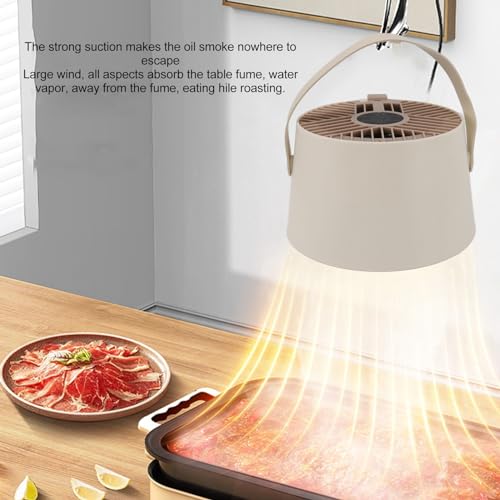 Portable Range Hood White Detachable Strong Adsorption 3 Adjustable Speed Desktop Range Hood for Hot Pot Outdoor Camping Picnic ABS Material 18 X 40Cm
