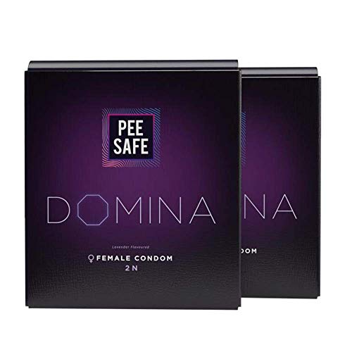 PEESAFE Domina Female Condom with Soft Inner Sponge No Artificial ColourDye Made with Natural Rubber Latex Lavender Fragrance With Biodegradable Disposable Bags, 4 count