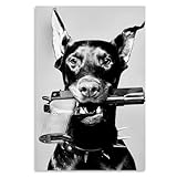 Black Dog Black And White Poster Y2K Vintage Luxury Posters Fashion Prints Funky Canvas Wall Art for Modern Bedroom Dorm Living Room Office Decor Unframe-style 12x18inch(30x45cm)