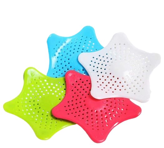 ImegaZ Star Shaped Silicone Bathroom Hair Catcher Sink Filter Drain/Strainer Catcher/Plastic Wash Jali for Kitchen/Wash Basin/Bathroom Pack of 4