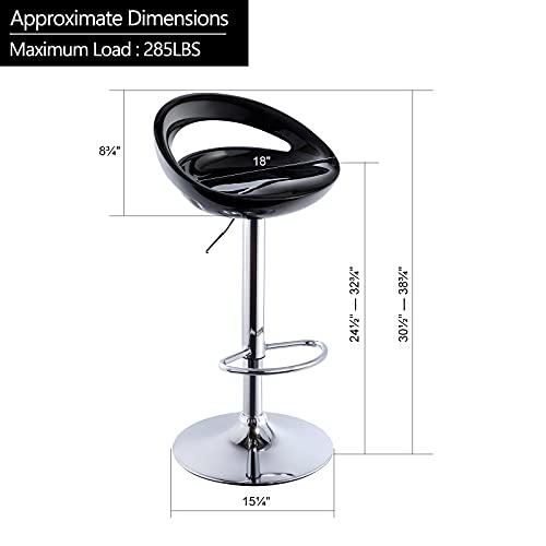 Duhome Set Of 2 Abs Barstool Adjustable Swivel Bar Chairs 2 Pcs For Kitchen Island Pub Bar (Black) #TOP2