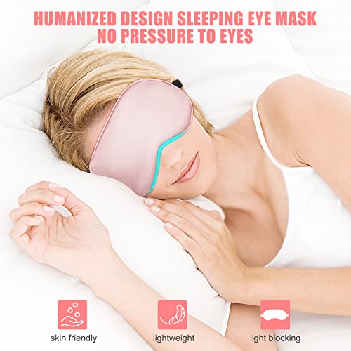 Cooling Eye Mask for Sleeping, Silk Sleep Mask w/Gel Eye Mask, Heated Eye Masks, Blindfold Eye Cover Women Sleeping Mask for Home, Office, Travel, Yoga, Medditation, Stocking Stuffers(Pink) - Image 5