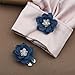 ViVDuo Large Flower Design Button Covers & Cufflinks Set, Brass Covers Snap-On Jewelry Clips for Wedding and Business Shirts (MidnightBlue)