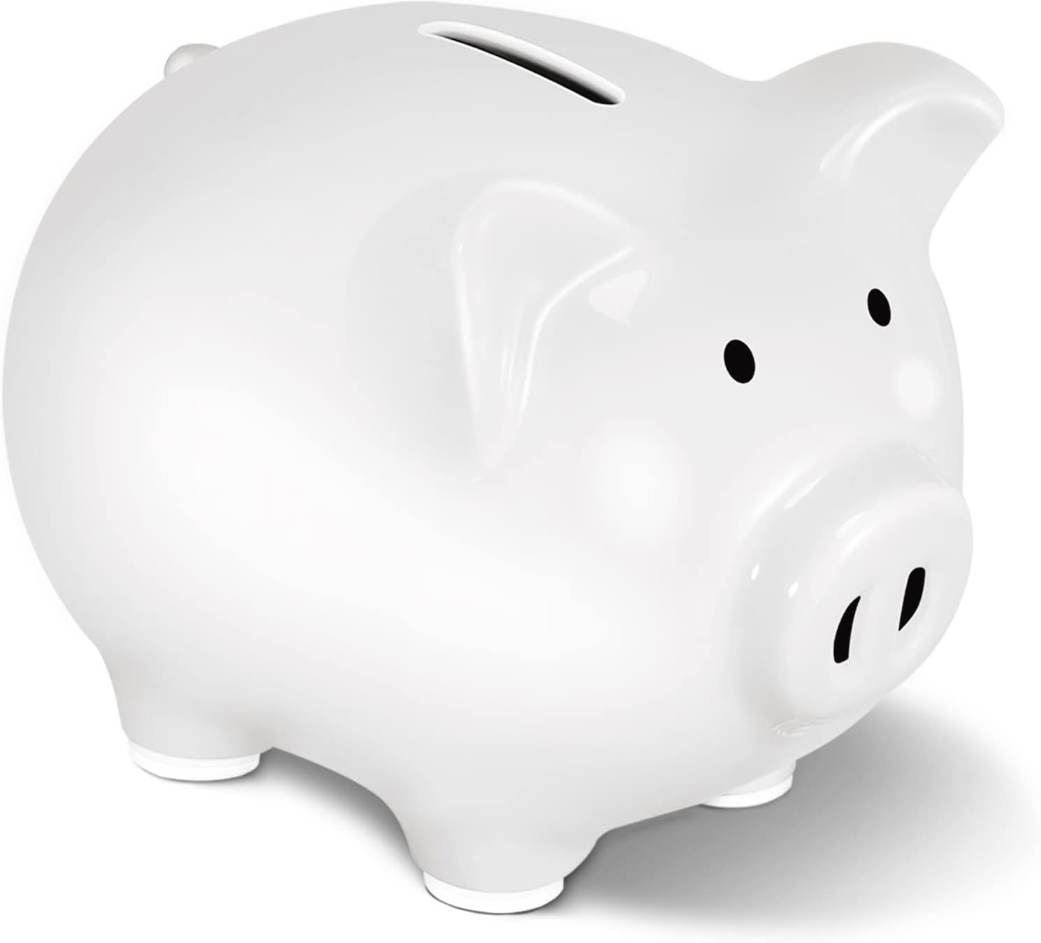 Koicaxy Piggy Bank, DIY Coin Bank for Girls Boys Kids, Ceramic Money Bank Practical Gift for Birthday, Festival, Christmas(Medium, White)