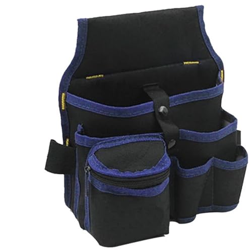Tool Belt Pouch Apron Waist Pocket Case High Capacity Bag 9 in 1 Polyester Fabric Electrician for Electrician Carpenter(Black Blue)