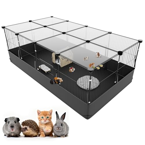 Tresbro ペットフェンス ドア・天板・防水マット付き 錆びにくい 幅30cm*高さ40cm 簡単組立 20枚セット 収納可能 小動物ゲージ 柵 室内外兼用 多機能ペットサークル（ウサギ/子猫/子犬/モルモット/ハムスター/チンチラ対応）