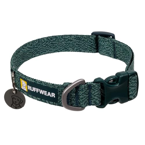 Ruffwear, Front Range Flex Dog Collar, Soft Engineered Knit for Everyday Walks, Lightweight Adjustable with Aluminum D-Ring, Integrated ID Tag Silencer, Quick Release Buckle, Deep Teal, 14'-20'
