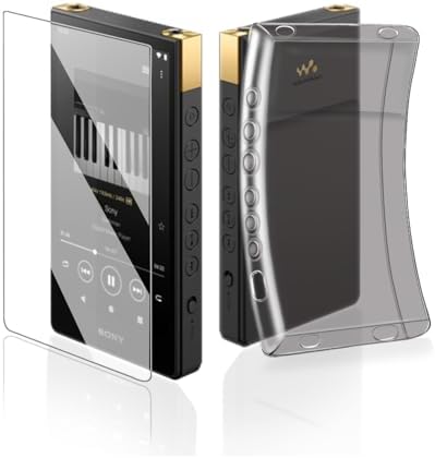 Soft Clear TPU Protective Shell Skin Case Cover for Sony Walkman NW-ZX700 NW-ZX706 NW-ZX707 (Clear Black case and Glass)