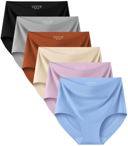 Image of Kalapa Seamless Womens Underwear High Waisted No Show Briefs Silky Stretch Breathable Full Coverage Ladies Panties Multi Pack