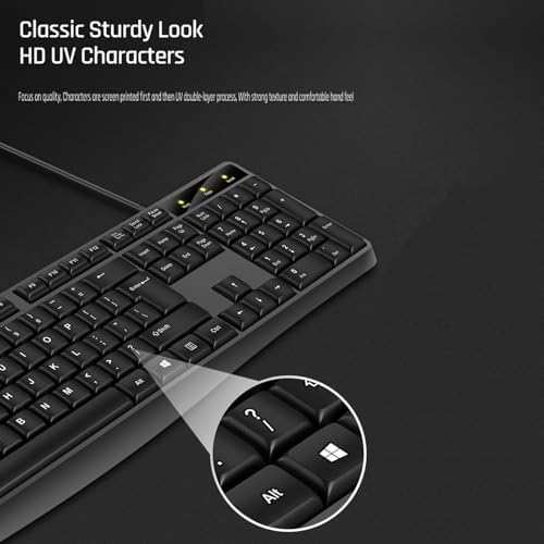 Wired Computer Keyboard, Plug Play USB, Large Number Pad, LED Indicators,Ergonomic, Foldable Stands,Anti-Wear Letters Full Size Keyboard,for Windows Mac PC Laptop-Black - 3