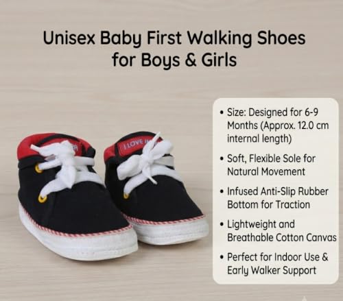 Image of Butterthief Unisex Baby Prewalking Shoes for Newborn Boys & Girls | Soft Sole Infant Bootie with Anti-Slip Bottom | Lightweight Cotton Footwear Early Walker Shoes (6-9 Months, 12 CM)