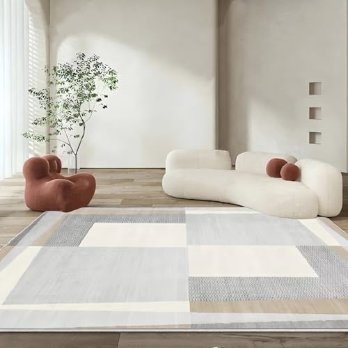 Kunsen Alfombra Salon Modernas Suave 120x160cm,Diseño Geométrico,Pelo Corto para Infantil Habitacion,Comedor,Recibidor Gris Claro