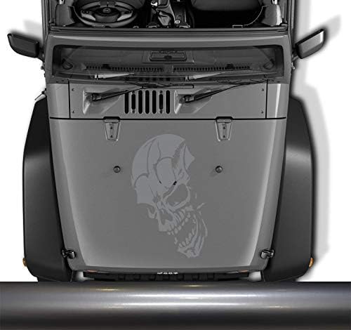 Skull Punisher Hood Vinyl Decals for Jeep Dodge Ram Ford Tundra Tacoma Toyota or Any Others. Gray