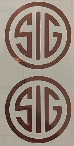 Image of SIG Decal - (Rose Gold Chrome, 2 x 2) - Vinyl Car Bumper Sticker, Gun, Truck, Window, Motorcycle, Helmet, Bumper, Laptop