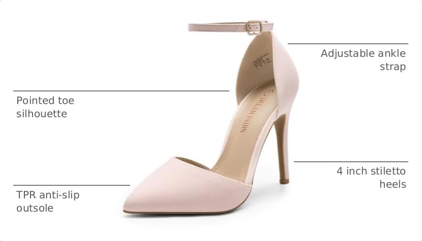 Image of DREAM PAIRS Women's High Stiletto Dress Heels Pumps | Closed Toe Pointed Toe Ankle Strap Dress Comfortable Pumps Shoes for Wedding Party Birthday Dancing