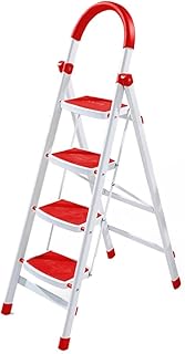 Ladder Step Ladders 4 Step Ladder U-Shaped Folding Step Stool with Long Handrails and Wide Pedal Home and Kitchen Stepladders 330lbs Capacity Portable Step Stool