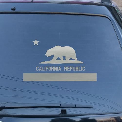 Flag of California Decal Sticker Cali Republic Bear Car Vinyl Pick Size Color (Silver, 5'' (12.7cm))