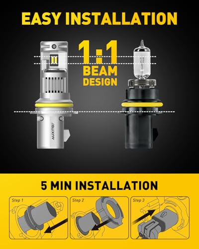 Image of AUXITO 9007 Bulbs, 30000LM High Bright 6000K Cool White, CanBus Ready Driving Light with 16000RPM Cooling Fan, Plug-N-Play Halogen Raplacement for HB5 Fog Light, Pack of 2