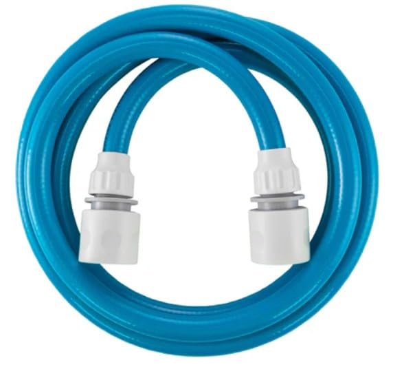 10mm Blue Water Hose with White Hose Connector Set - Premium Food Grade Water Hose for Caravan, Motorhome and Boat. Standard Click-Lock Type Connectors (20meter)