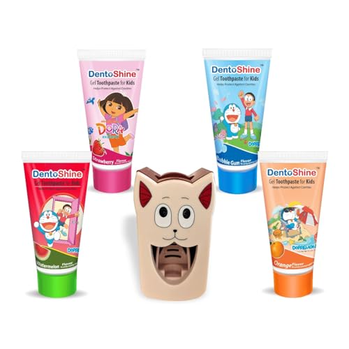 DentoShine Gel Toothpastes for kids x 4 - with semi automatic toothpaste dispenser. (B0CXTB13HL) Amazon Price History, Amazon Price Tracker