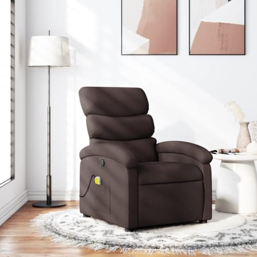 Brokky Sillón de Masaje Sillon Relax reclinable Sillon Masaje Lounge Chair Sillon Relax reclinable de Tela marrón Oscuro