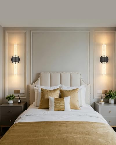 Image of OKELI Battery Operated Crysta Wall Sconces, Black Battery Wall Sconce with Remote Control, LED Rechargeable Sconces, 3000K-6000K Wireless Wall Light for Bedroom, Living Room, Hallway, 1 Pack