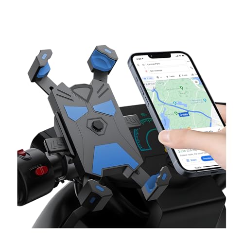 JNNJ Supporto per Telefono Da Moto, Supporto Cellulare Bici MTB, 360° Rotazione Antisismico Porta Cellulare Moto, Supporto per Telefoni Della Bicicletta per Scooter Elettrico Di Montagna(Blu)
