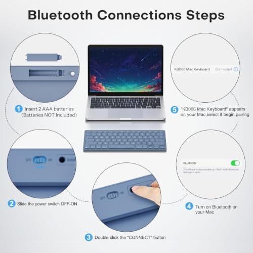 Image of OMOTON Wireless Keyboard for Mac, Bluetooth Stable, No Numpad, Travel Size
