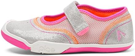 Plae Girls Emme Shimmer Suede & Mesh Silver/Pink Sneaker 7 Kids US
