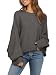 Fessceruna Damen Pullover Oversize Fledermausärmel Sweater Dunkelgrau XL