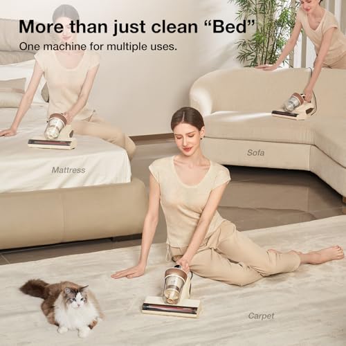 Image of Jimmy BX6 Lite Mattress Vacuum Cleaner with Dust Sensor, 15Kpa Suction & 600W Powerful Handheld Vacuums, Bed Vacuum with UV & Ultrasound, Hot Wind Technology (Light Weight,Corded, Beige)
