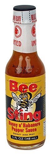 RetailSource B75x1 Bee Sting Honey N' Habanero Pepper Sauce Sweet and Hot, 5 oz, 3.04" Height, 3.04" Width, 3.04" Length, 1 Bottle