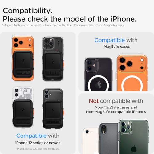 Image of Spigen Lock Fit (Magfit) Magnetic Card Holder up to 6 Cards, Unisex Hardshell Magsafe & Pixelsnap Wallet Case Compatible with iPhone 17 /16 /15 /14 /13 /12 Models, Pixel 10 Series - Black