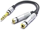 VITALCO 6.35mm 1/4" Jack Adapter Y Splitter Audio Large TRS Cable Male to 2 Female - Image 7