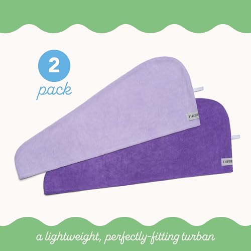 Turbie Twist Microfiber Hair Towel (2 Pack) Light Purple - Dark Purple Frustration Free Packaging