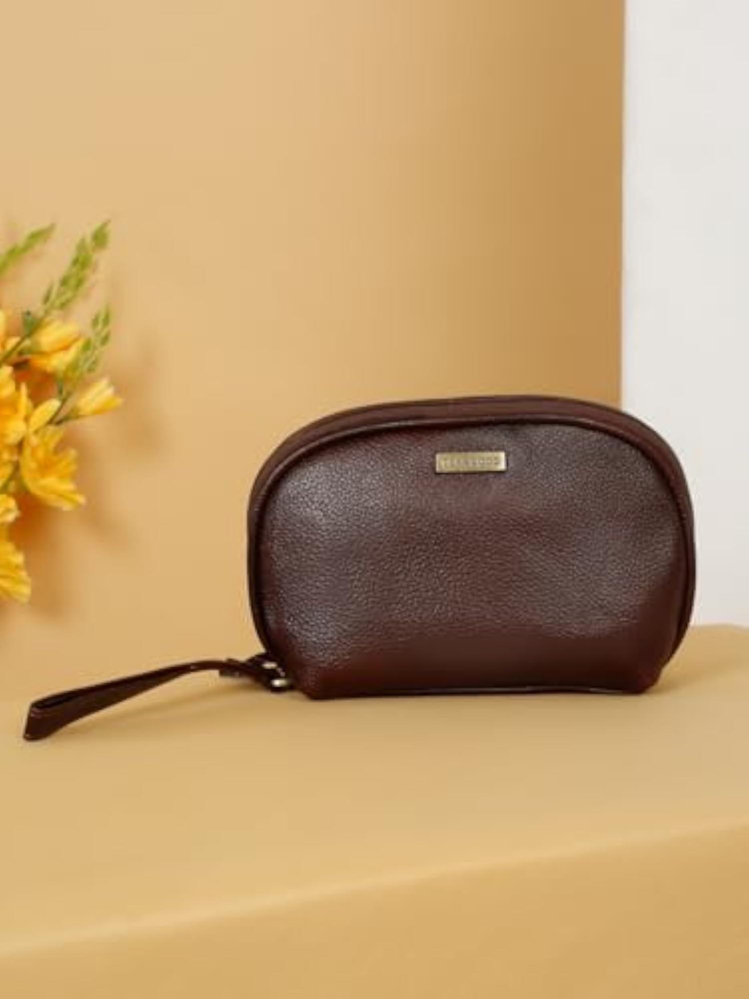 Unisex Leather Travel Toiletry Kit, Maroon