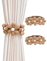 Niedlich Vorhang Krawatte Packung mit 2 Braun Dekorativ Blume Vorhanghalter Seil mit Knopf Baumwolle Cafe Schlafzimmer