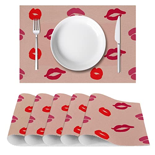 Sets de table tissu Oxford Red Rosy haute résistance et finitions de cuisine