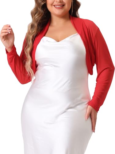 Image of Agnes Orinda Plus Size Mesh Crop Cardigans for Women Long Sleeve Open Front See Through Sheer Bolero Shrug Top