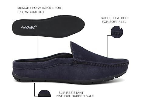 Image of ARAMISH Suede Half Loafers for Men | Men's Open Loafer Shoes