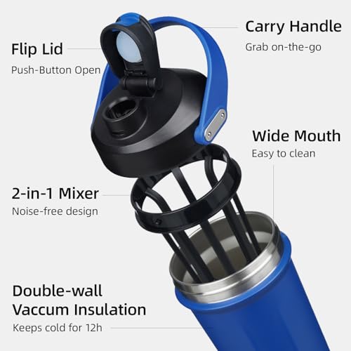 Image of BJPKPK 25oz Insulated Protein Shaker Bottle Stainless Steel Cup with Handle