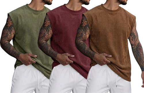 Image of RodZen Mens Polyester Tank Tops Sleeveless Round Neck T-Shirt for Gym, Running and Outdoor