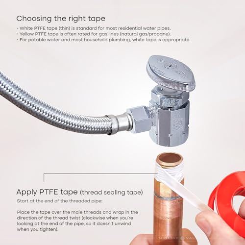 Image of Midline Valve 71112QS-OM-5 Water Supply Stop Valve with Multi-Turn Wheel; Angle Shut-off for Toilet, Sink, Dishwasher, Heater; 1 /2'' FIP x 3 /8'' Compression; Chrome Plated Brass (5 PK)