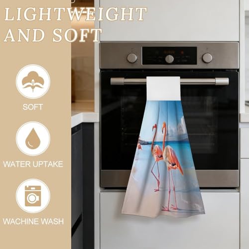 Toallas de cocina de flamenco súper absorbentes y de secado rápido para colgar 4