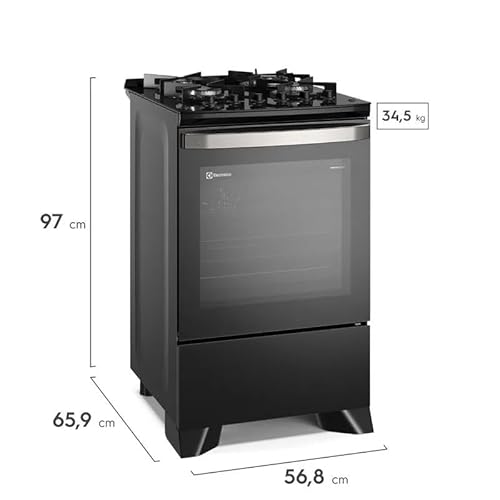 Fogão Electrolux 4 Bocas Experience com PerfectCook360 Preto FE4CP