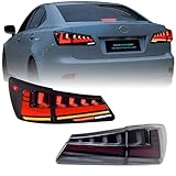 DKDHK Tail Lights for 2006-2012 Lexus IS220D IS250 IS300 IS350 Sedan, Rear Tail Light With Start UP Animation, Sequential Turn Signal, Tail Light assembly OE Replacement Left/Right Passenger, Smoked
