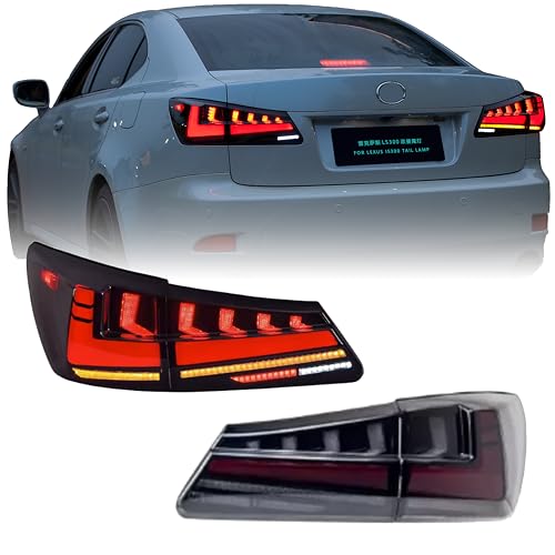 DKDHK Tail Lights for 2006-2012 Lexus IS220D IS250 IS300 IS350 Sedan, Rear Tail Light With Start UP Animation, Sequential Turn Signal, Tail Light assembly OE Replacement Left/Right Passenger, Smoked