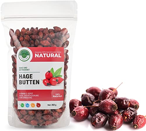 Hagebutten getrocknet ganz schonend 350g I Vitamin C Quelle Hagebuttentee Beutel I Vitamine für Hunde und Pferd premium Qualität I von Natural Welt Cover